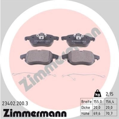 Zimmermann | Bremsbelagsatz, Scheibenbremse | 23402.200.3