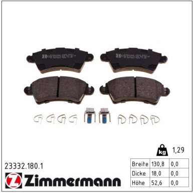 Zimmermann Bremsbelagsatz, Scheibenbremse 23332.180.1