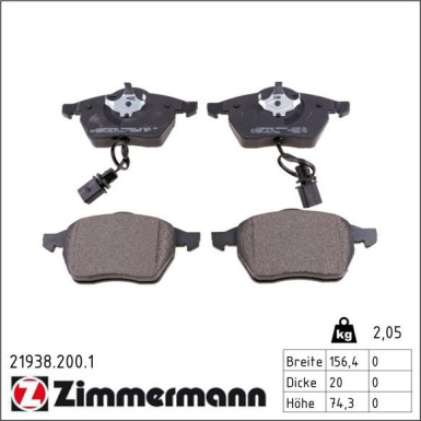 Zimmermann Bremsbelagsatz, Scheibenbremse 21938.200.1