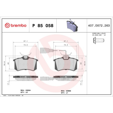 Brembo Bremsbelagsatz, Scheibenbremse PRIME LINE P 85 058