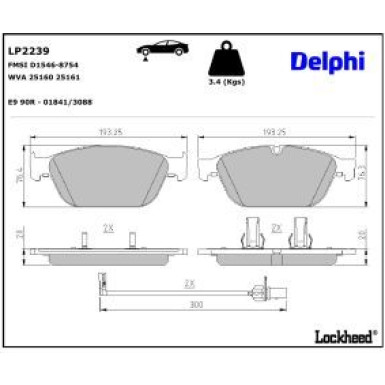 Delphi Bremsbelagsatz, Scheibenbremse LP2239