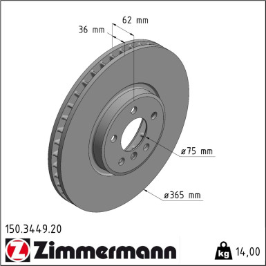 Zimmermann Bremsscheibe Coat Z 150.3449.20