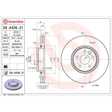 Brembo Bremsscheibe PRIME LINE - UV Coated 09.A426.21