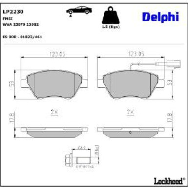 Delphi Bremsbelagsatz, Scheibenbremse LP2230