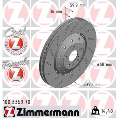 Zimmermann 2 x ZIMMERMANN Bremsscheibe Formula Z 100.3369.70