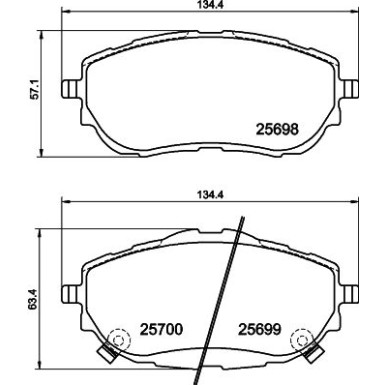 Hella | Bremsbelagsatz, Scheibenbremse | 8DB 355 020-281