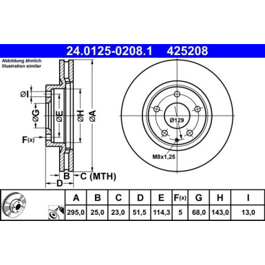 ATE 24.0125-0208.1 Bremsscheibe Ø295mm, 5x114,3, Belüftet, beschichtet ATE 24.0125-0208.1 Bremsscheibe Ø295mm, 5x114,3, Belüftet, beschichtet