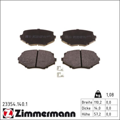Zimmermann Bremsbelagsatz, Scheibenbremse 23354.140.1