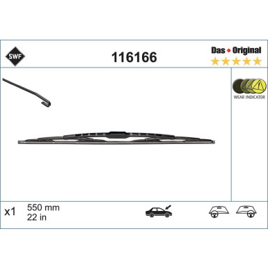 SWF Wischblatt Scheibenwischer DAS ORIGINAL SINGLE 116166 SWF Wischblatt Scheibenwischer DAS ORIGINAL SINGLE 116166