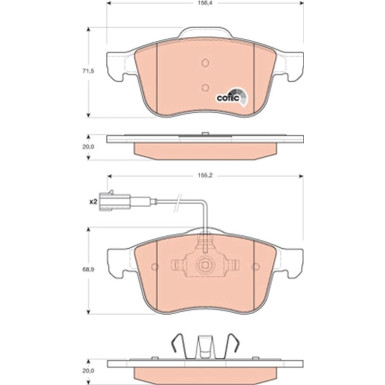 GDB1647 Bremsbelagsatz, Scheibenbremse COTEC