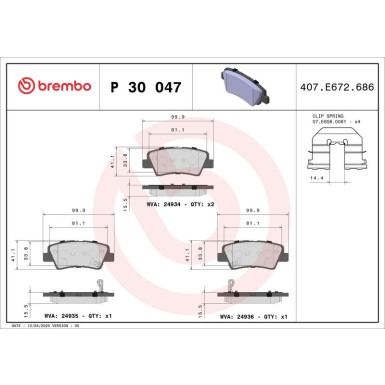 Brembo Bremsbelagsatz, Scheibenbremse PRIME LINE P 30 047