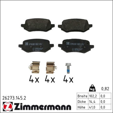 Zimmermann Bremsbelagsatz, Scheibenbremse 26273.145.2