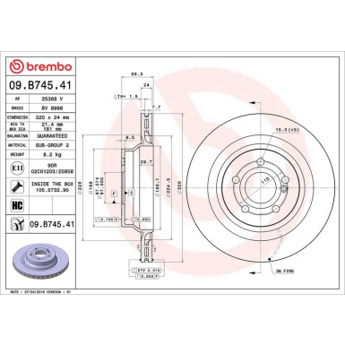 Brembo Bremsscheibe PRIME LINE - UV Coated 09.B745.41