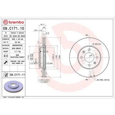 Brembo Bremsscheibe PRIME LINE - UV Coated 09.C171.11