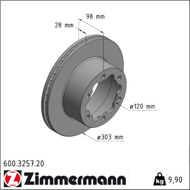 Zimmermann Bremsscheibe Coat Z 600.3257.20 Zimmermann Bremsscheibe Coat Z 600.3257.20