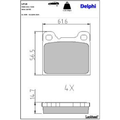 Delphi Bremsbelagsatz, Scheibenbremse LP18