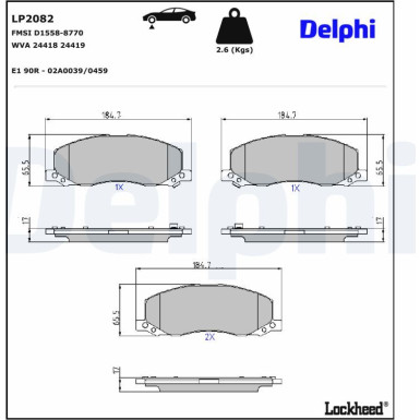 LP2082 Bremsbelagsatz, Scheibenbremse