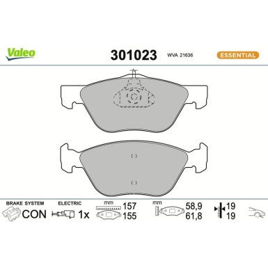 Valeo | Bremsbelagsatz, Scheibenbremse | 301023