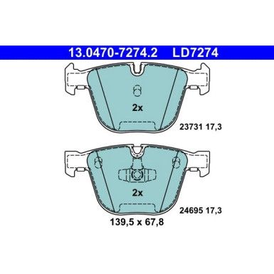 Bremsbelagsatz, Scheibenbremse ATE Ceramic 13.0470-7274.2