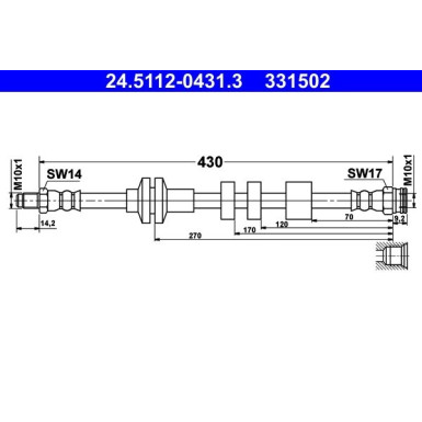 ATE | Bremsschlauch | 24.5112-0431.3