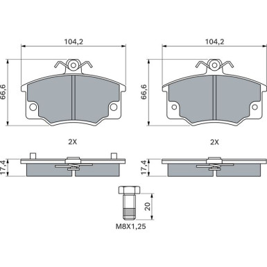 BOSCH Bremsbelagsatz, Scheibenbremse 0 986 468 380