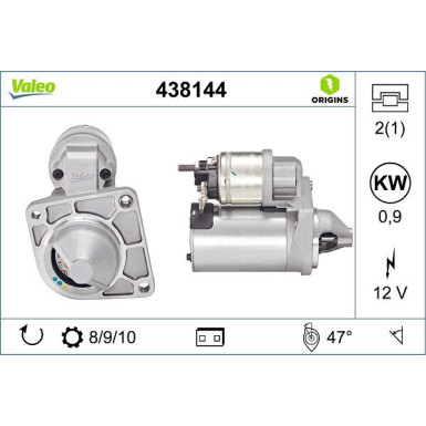 438144 Starter VALEO ORIGINS - NEW O.E. TECHNOLOGIE