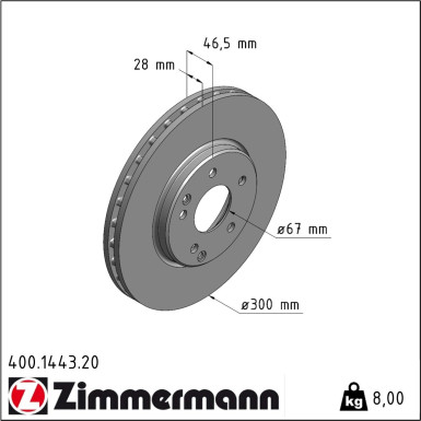 Zimmermann Bremsscheibe Coat Z 400.1443.20