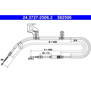 ATE | Seilzug, Feststellbremse | 24.3727-2506.2