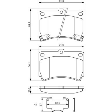 BOSCH Bremsbelagsatz, Scheibenbremse 0 986 461 141
