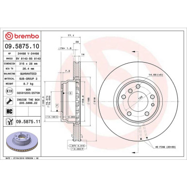 Brembo Bremsscheibe PRIME LINE - UV Coated 09.5875.11