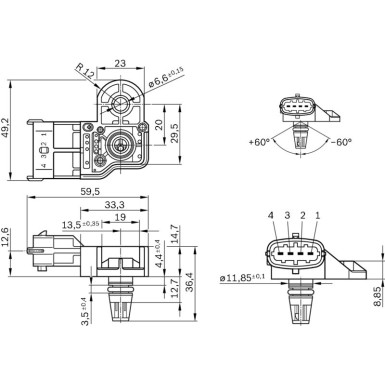 0 281 006 051 Sensor, Saugrohrdruck 0 281 006 051 Sensor, Saugrohrdruck