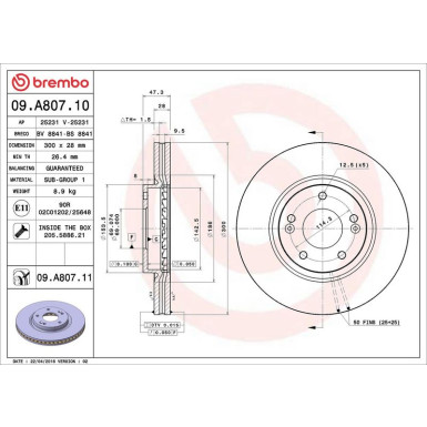 09.A807.11 Bremsscheibe PRIME LINE - UV Coated 09.A807.11 Bremsscheibe PRIME LINE - UV Coated