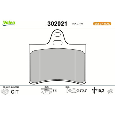 Valeo Bremsbelagsatz, Scheibenbremse ESSENTIAL 302021