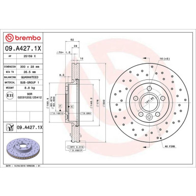 09.A427.1X Bremsscheibe XTRA LINE - Xtra