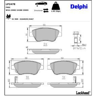 Delphi Bremsbelagsatz, Scheibenbremse LP2478