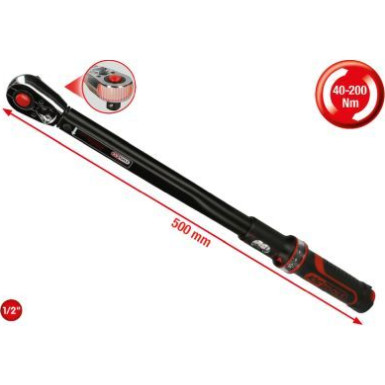 KS Tools | Drehmomentschlüssel-Satz | 1/2" Ratschen-Drehmomentschlüssel, 40-200Nm | 516.1542