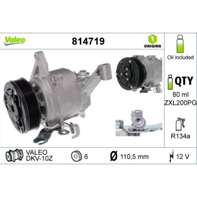 814719 Kompressor, Klimaanlage VALEO ORIGINS - NEW O.E. TECHNOLOGIE