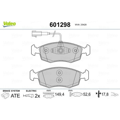 Valeo | Bremsbelagsatz, Scheibenbremse | 601298