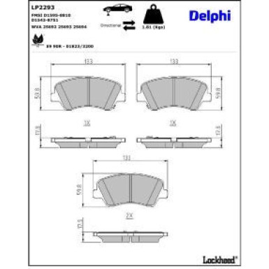 Delphi Bremsbelagsatz, Scheibenbremse LP2293
