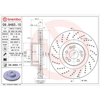 Brembo | Bremsscheibe | 09.9463.11