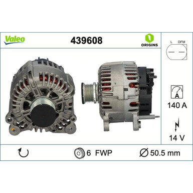439608 Generator VALEO ORIGINS - NEW O.E. TECHNOLOGIE