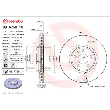 Brembo Bremsscheibe PRIME LINE - UV Coated 09.A758.11