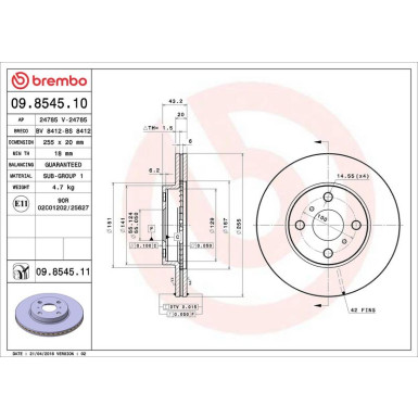 Brembo Bremsscheibe PRIME LINE - UV Coated 09.8545.11