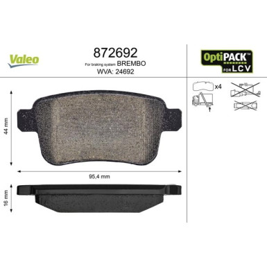 872692 Bremsbelagsatz, Scheibenbremse OPTIPACK for LCV