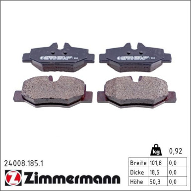 Zimmermann Bremsbelagsatz, Scheibenbremse 24008.185.1