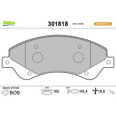 Valeo Bremsbelagsatz, Scheibenbremse ESSENTIAL 301818