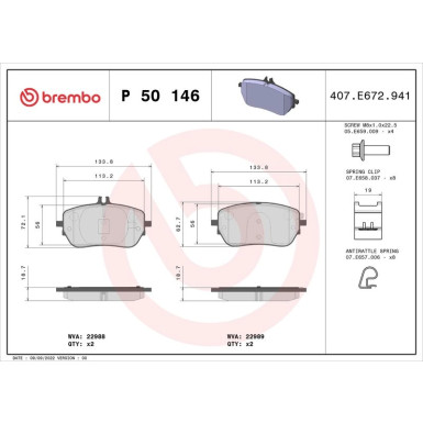 Brembo Bremsbelagsatz, Scheibenbremse PRIME LINE P 50 146