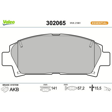 Valeo | Bremsbelagsatz, Scheibenbremse | 302065