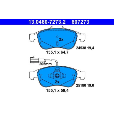 ATE | Bremsensatz, Scheibenbremse | 24.0126-0168.1 + 13.0460-7273.2