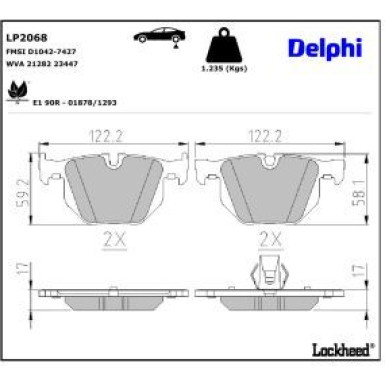 Delphi Bremsbelagsatz, Scheibenbremse LP2068